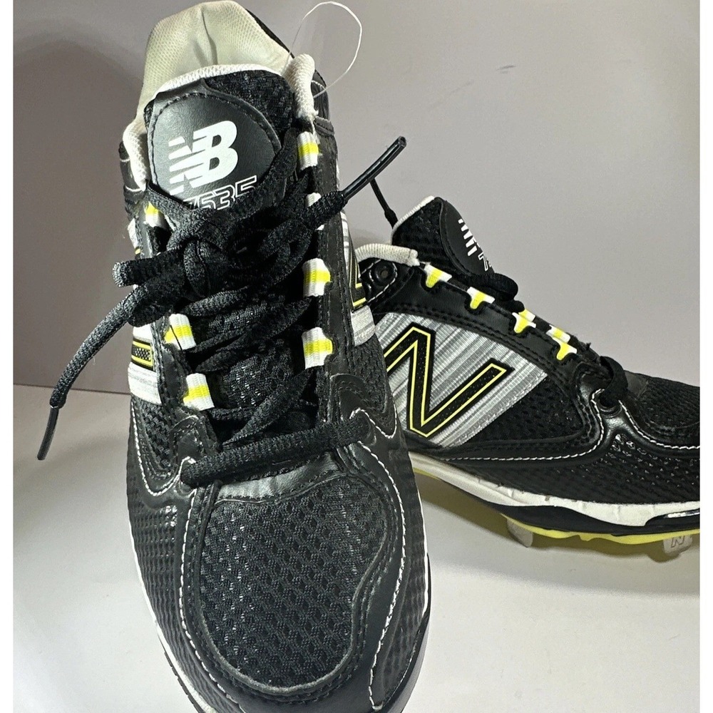 New Balance 7535 Women Black Silver Yellow Metal Baseball Cleats Sz 6.5 WF7535BS